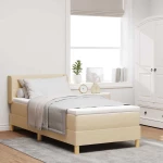 vidaXL Κρεβάτι με Στρώμα, Κρέμα, 100 x 200 εκ, Υφασμάτινο