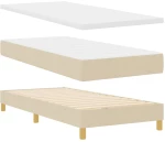 vidaXL Κρεβάτι Box Spring με Στρώμα Κρεμ 90 x 200 εκ. Ύφασμα.