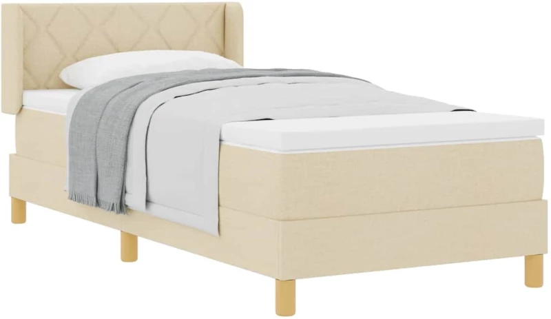 vidaXL Κρεβάτι Box Spring με Στρώμα Κρεμ 90 x 200 εκ. Ύφασμα.