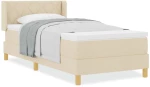vidaXL Κρεβάτι Box Spring με Στρώμα Κρεμ 90 x 200 εκ. Ύφασμα.