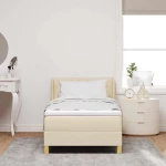 vidaXL Κρεβάτι Box Spring με Στρώμα Κρεμ 90 x 200 εκ. Ύφασμα.