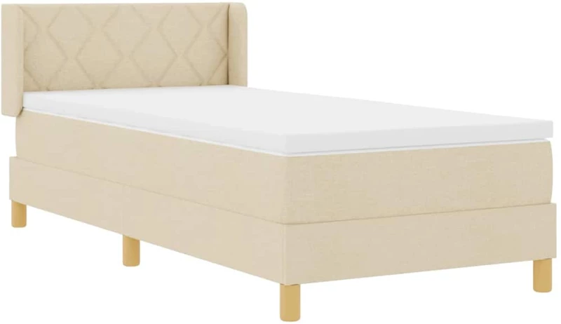 vidaXL Κρεβάτι Box Spring με Στρώμα Κρεμ 90 x 200 εκ. Ύφασμα.