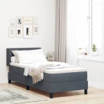 Κρεβάτι Box Spring vidaXL με Στρώμα Σκούρο Γκρί 80x200 εκ Βελούδο