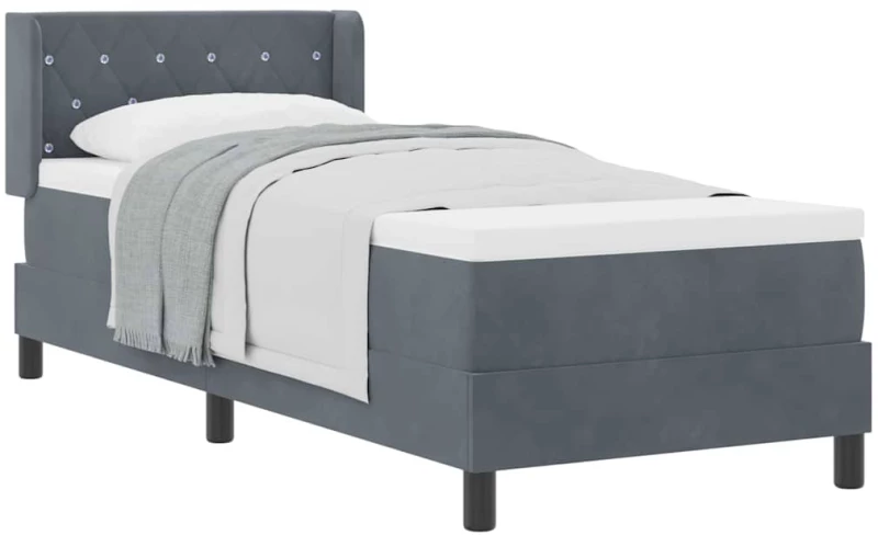 Κρεβάτι Box Spring vidaXL με Στρώμα Σκούρο Γκρί 80x200 εκ Βελούδο