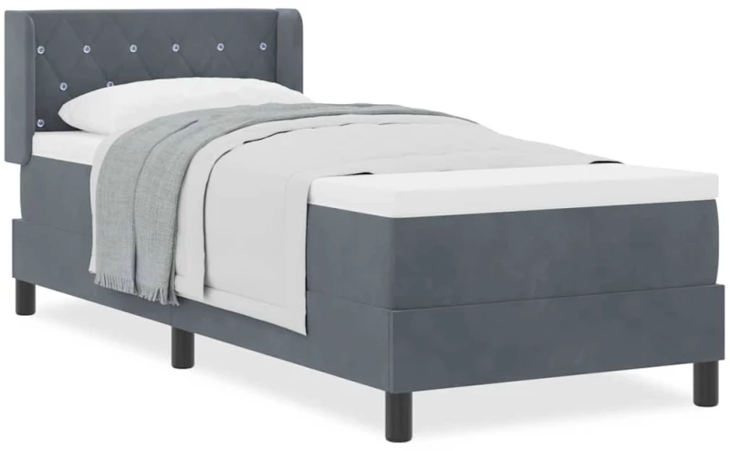 Κρεβάτι Box Spring vidaXL με Στρώμα Σκούρο Γκρί 80x200 εκ Βελούδο