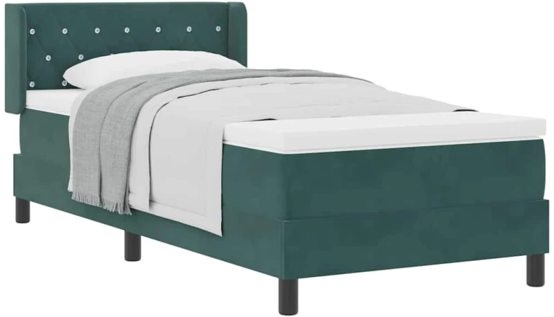 κρεβάτι box spring vidaXL με στρώμα σκούρο πράσινο 90x190 εκ. βελούδο