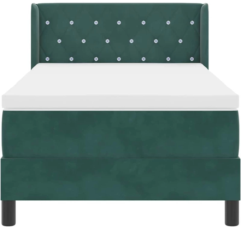 κρεβάτι box spring vidaXL με στρώμα σκούρο πράσινο 90x190 εκ. βελούδο