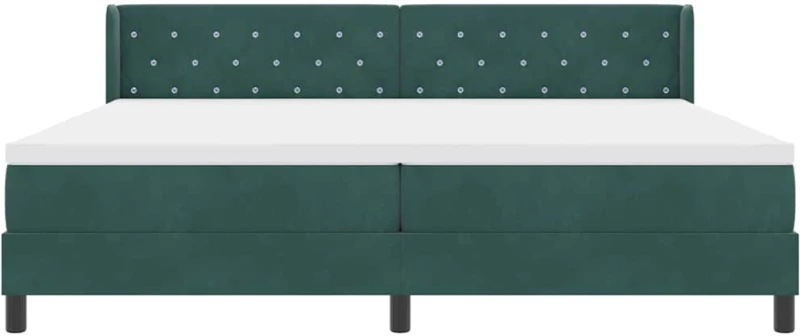 κρεβάτι Box Spring με στρώμα vidaXL Σκούρο Πράσινο 200x200 εκ. Βελούδο