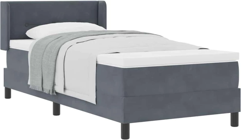 vidaXL Κρεβάτι Box Spring με Στρώμα Σκούρο Γκρι 100x200 εκ Βελούδο