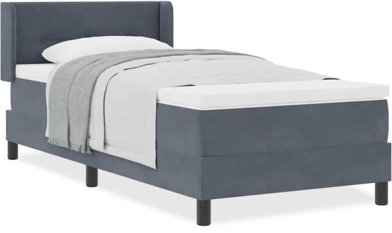 vidaXL Κρεβάτι Box Spring με Στρώμα Σκούρο Γκρι 100x200 εκ Βελούδο