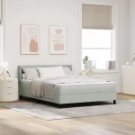 vidaXL Κρεβάτι Box Spring με Στρώμα Ανοιχτό Γκρι 140x190 εκ. Βελούδο