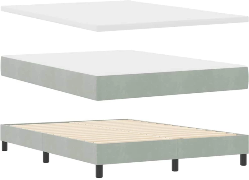 vidaXL Κρεβάτι Box Spring με Στρώμα Ανοιχτό Γκρι 140x190 εκ. Βελούδο