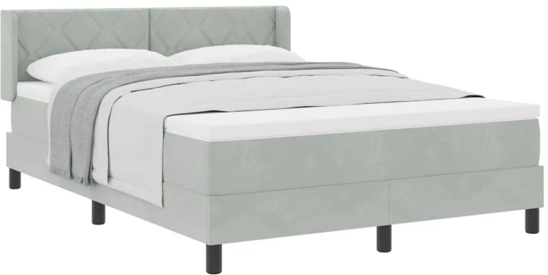 vidaXL Κρεβάτι Box Spring με Στρώμα Ανοιχτό Γκρι 140x190 εκ. Βελούδο