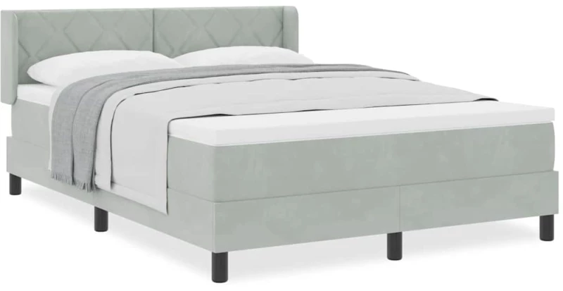 vidaXL Κρεβάτι Box Spring με Στρώμα Ανοιχτό Γκρι 140x190 εκ. Βελούδο