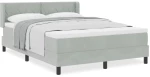vidaXL Κρεβάτι Box Spring με Στρώμα Ανοιχτό Γκρι 140x190 εκ. Βελούδο
