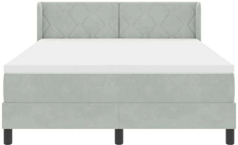 vidaXL Κρεβάτι Box Spring με Στρώμα Ανοιχτό Γκρι 140x190 εκ. Βελούδο