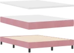 vidaXL Κρεβάτι Box Spring με Ματress Ροζ 140x190 εκ. Βελούδο
