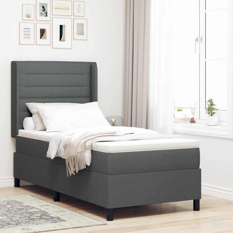 vidaXL Κρεβάτι Box Spring με Στρώμα Σκούρο Γκρι 80x200 εκ. Υφάσματος