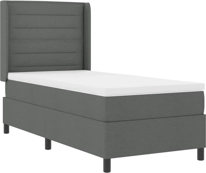 vidaXL Κρεβάτι Box Spring με Στρώμα Σκούρο Γκρι 80x200 εκ. Υφάσματος