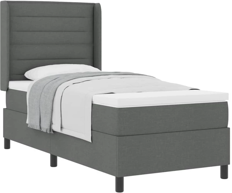vidaXL Κρεβάτι Box Spring με Στρώμα Σκούρο Γκρι 80x200 εκ. Υφάσματος