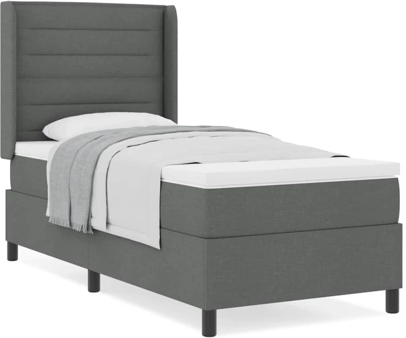vidaXL Κρεβάτι Box Spring με Στρώμα Σκούρο Γκρι 80x200 εκ. Υφάσματος