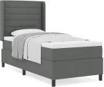 vidaXL Κρεβάτι Box Spring με Στρώμα Σκούρο Γκρι 80x200 εκ. Υφάσματος