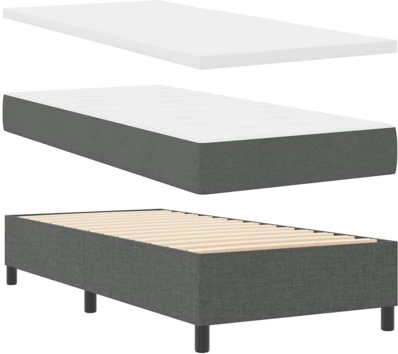 vidaXL Κρεβάτι Box Spring με Στρώμα Σκούρο Γκρι 80x200 εκ. Υφάσματος