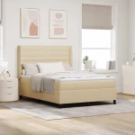 vidaXL Κρεβάτι Box Spring με Στρώμα Κρεμ 140x200 εκ. Υφασμάτινο