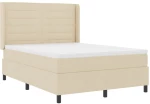 vidaXL Κρεβάτι Box Spring με Στρώμα Κρεμ 140x200 εκ. Υφασμάτινο