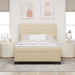 vidaXL Κρεβάτι Box Spring με Στρώμα Κρεμ 140x200 εκ. Υφασμάτινο