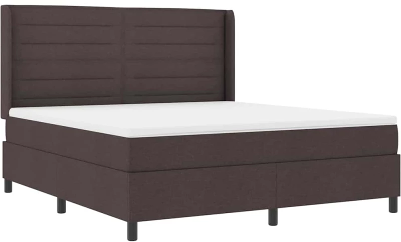 vidaXL Κρεβάτι Box Spring με Στρώμα σκούρο καφέ 180x200 εκ. υφάσματος