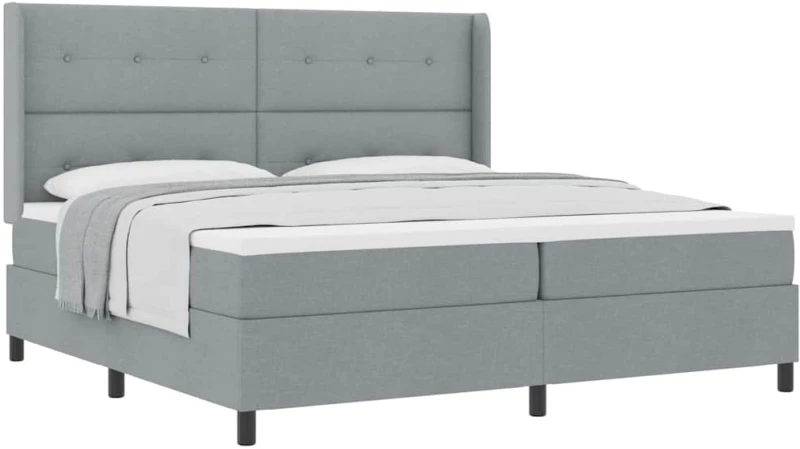 vidaXL Κρεβάτι με Στρώμα Γκρι 200x200 cm, Υφασμάτινο