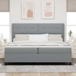 vidaXL Κρεβάτι με Στρώμα Γκρι 200x200 cm, Υφασμάτινο