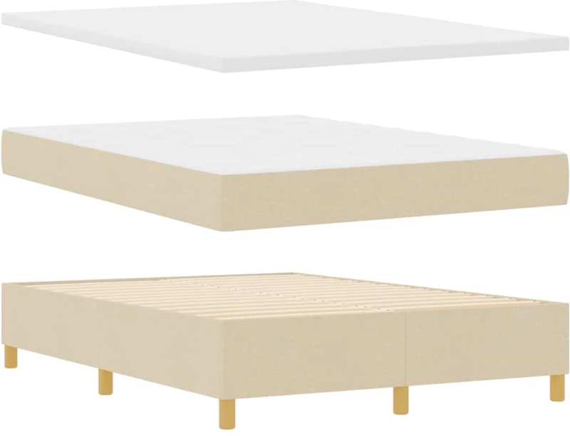 vidaXL Κρεβάτι με Στρώμα Κρέμ 140x200 εκ. Υφασμάτινο