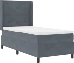 vidaXL Κρεβάτι Box Spring με Στρώμα Σκούρο Γκρι 90x200 εκ. Βελούδο