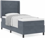 vidaXL Κρεβάτι Box Spring με Στρώμα Σκούρο Γκρι 90x200 εκ. Βελούδο
