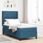 vidaXL Κρεβάτι Box Spring με Στρώμα Σκούρο Μπλε 100x200 εκ. Βελούδο