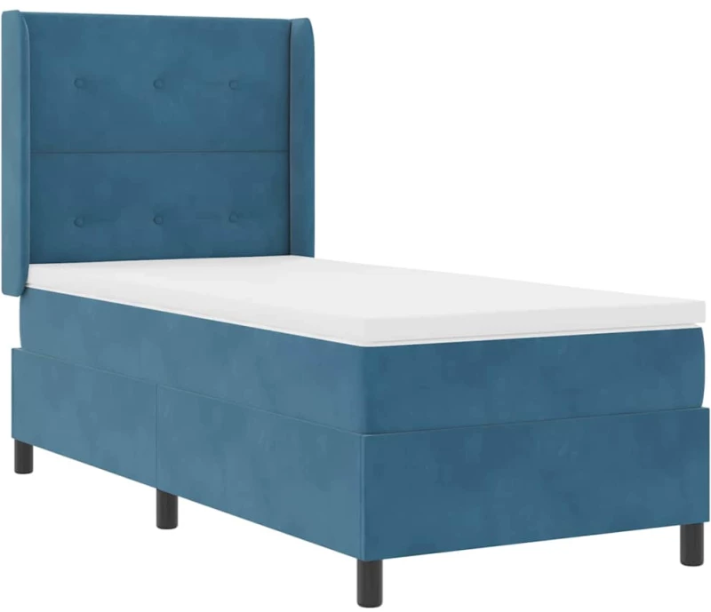 vidaXL Κρεβάτι Box Spring με Στρώμα Σκούρο Μπλε 100x200 εκ. Βελούδο