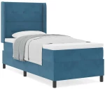 vidaXL Κρεβάτι Box Spring με Στρώμα Σκούρο Μπλε 100x200 εκ. Βελούδο