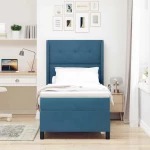 vidaXL Κρεβάτι Box Spring με Στρώμα Σκούρο Μπλε 100x200 εκ. Βελούδο