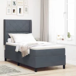 Κρεβάτι Box Spring vidaXL με στρώμα Σκούρο Γκρι 90x190 εκ. Βελούδο