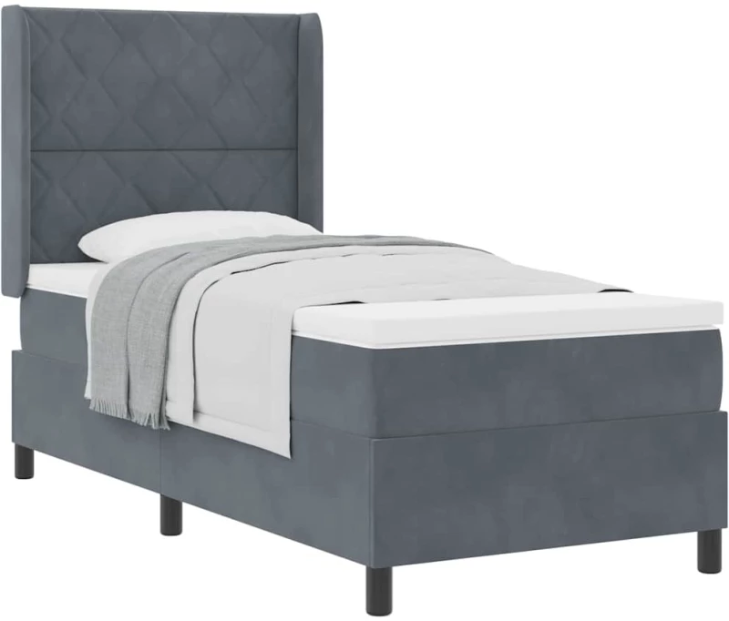 Κρεβάτι Box Spring vidaXL με στρώμα Σκούρο Γκρι 90x190 εκ. Βελούδο
