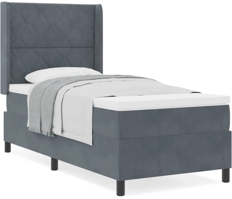 Κρεβάτι Box Spring vidaXL με στρώμα Σκούρο Γκρι 90x190 εκ. Βελούδο