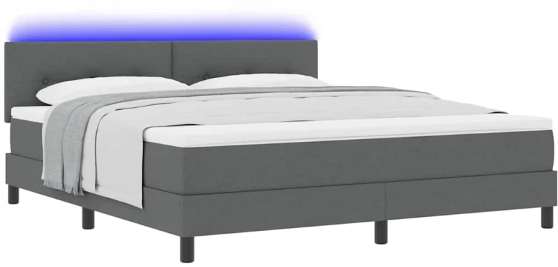 vidaXL Κρεβάτι Βολής με Στρώμα & LED Σκούρο Γκρι 180x200 cm Υφάσματος