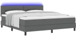 vidaXL Κρεβάτι Βολής με Στρώμα & LED Σκούρο Γκρι 180x200 cm Υφάσματος