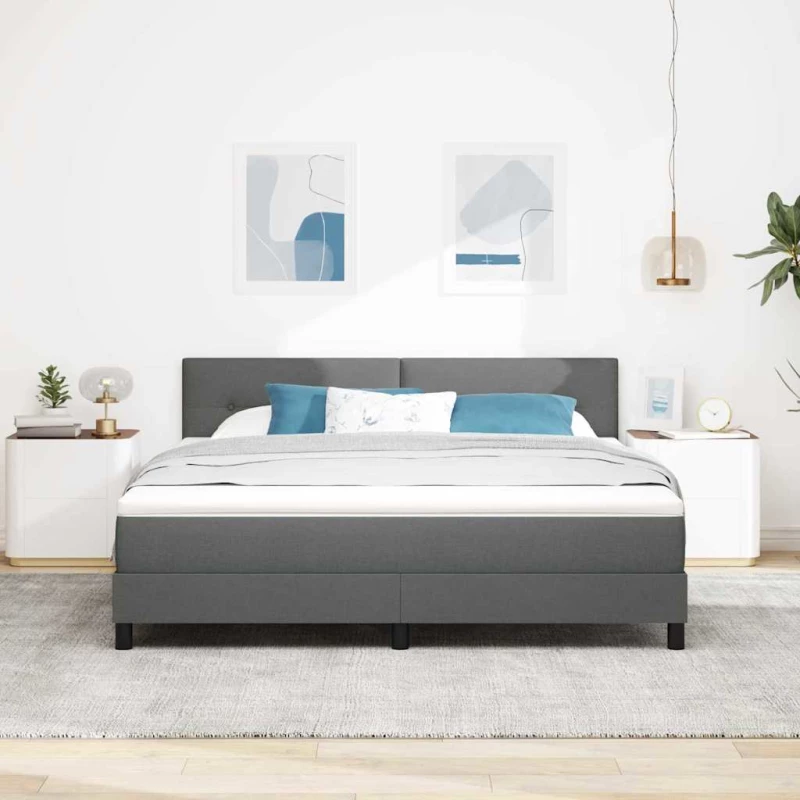 vidaXL Κρεβάτι Βολής με Στρώμα & LED Σκούρο Γκρι 180x200 cm Υφάσματος