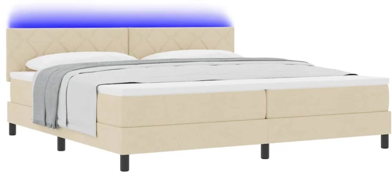 vidaXL Κρεβάτι Σπαστού Σπαστού με Στρώμα & LED Κρεμ 200x200 εκ. Ύφασμα