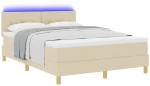 vidaXL Κρεβάτι με Βαθμό Επιστροφής και Στρώμα & LED Κρεμ 140x200 εκ. Ύφασμα