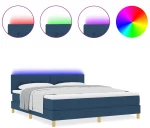 vidaXL Κρεβάτι με Στρώμα & LED Μπλε 180x200 εκ. Υφασμάτινο