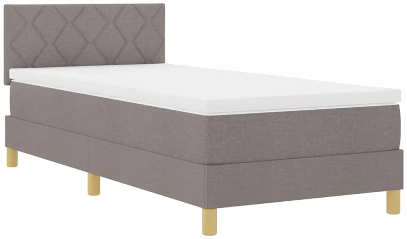 vidaXL Κρεβάτι Box Spring με Μαξιλάρι & LED Taupe 90x200 εκ. Ύφασμα